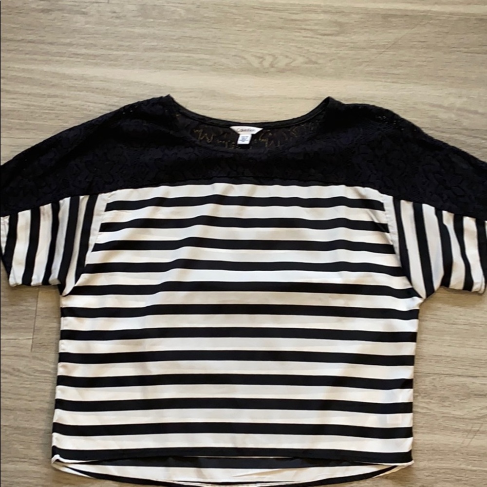 Calvin Klein Black and White Striped Top